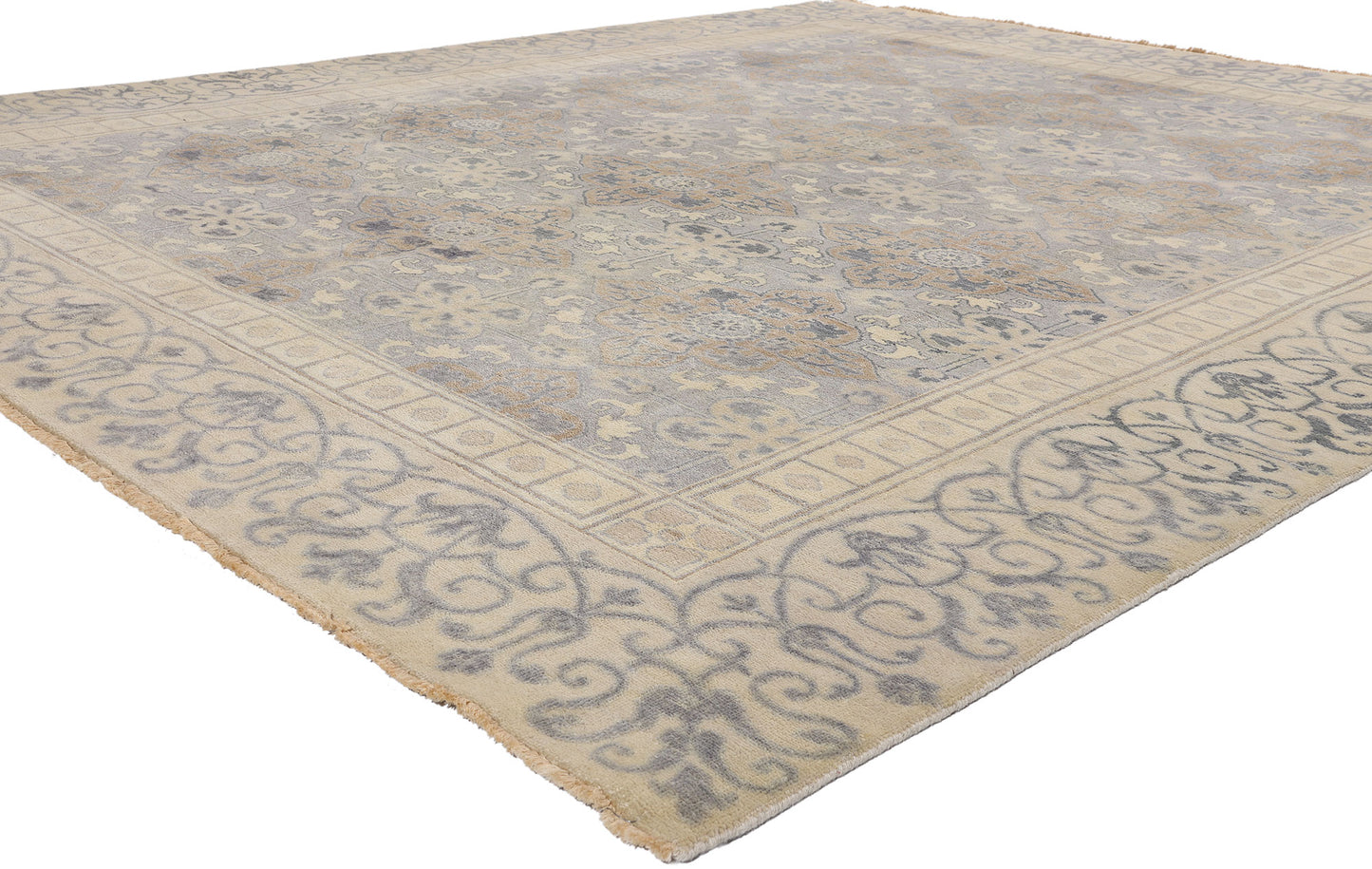 9 x 11 Earth-Tone Modern Indian Khotan Rug 30341