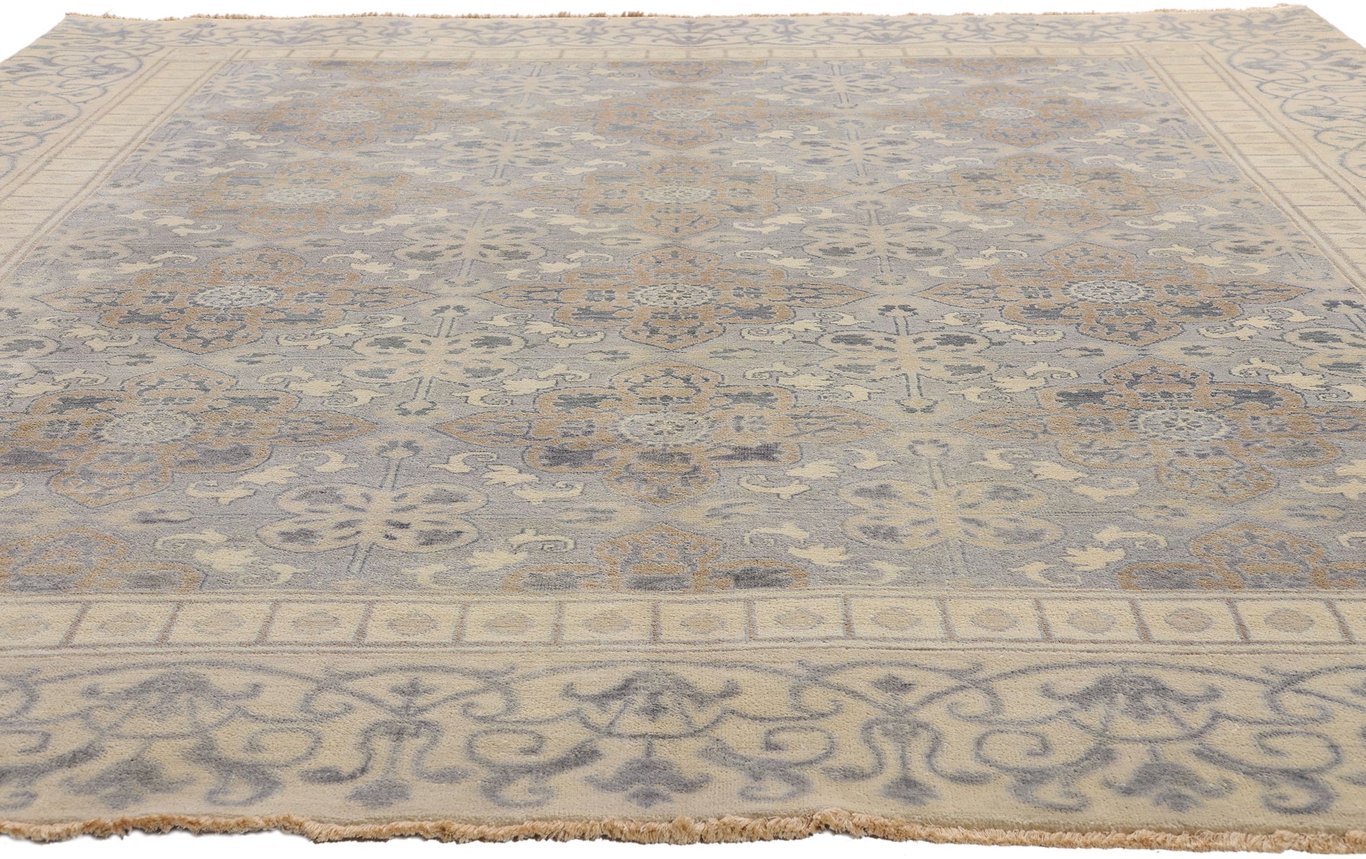 9 x 11 Earth-Tone Modern Indian Khotan Rug 30341