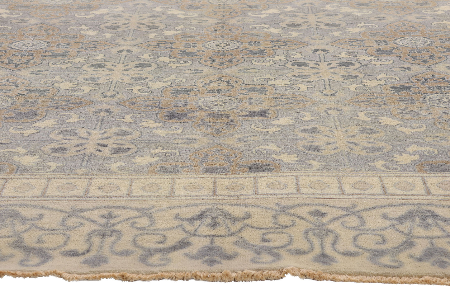 9 x 11 Earth-Tone Modern Indian Khotan Rug 30341