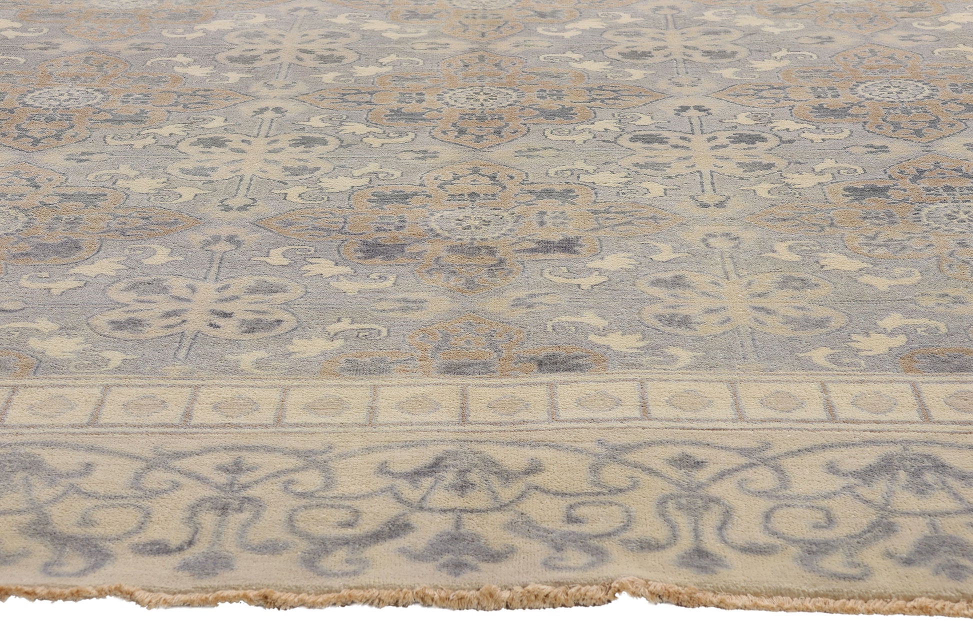 9 x 11 Earth-Tone Modern Indian Khotan Rug 30341