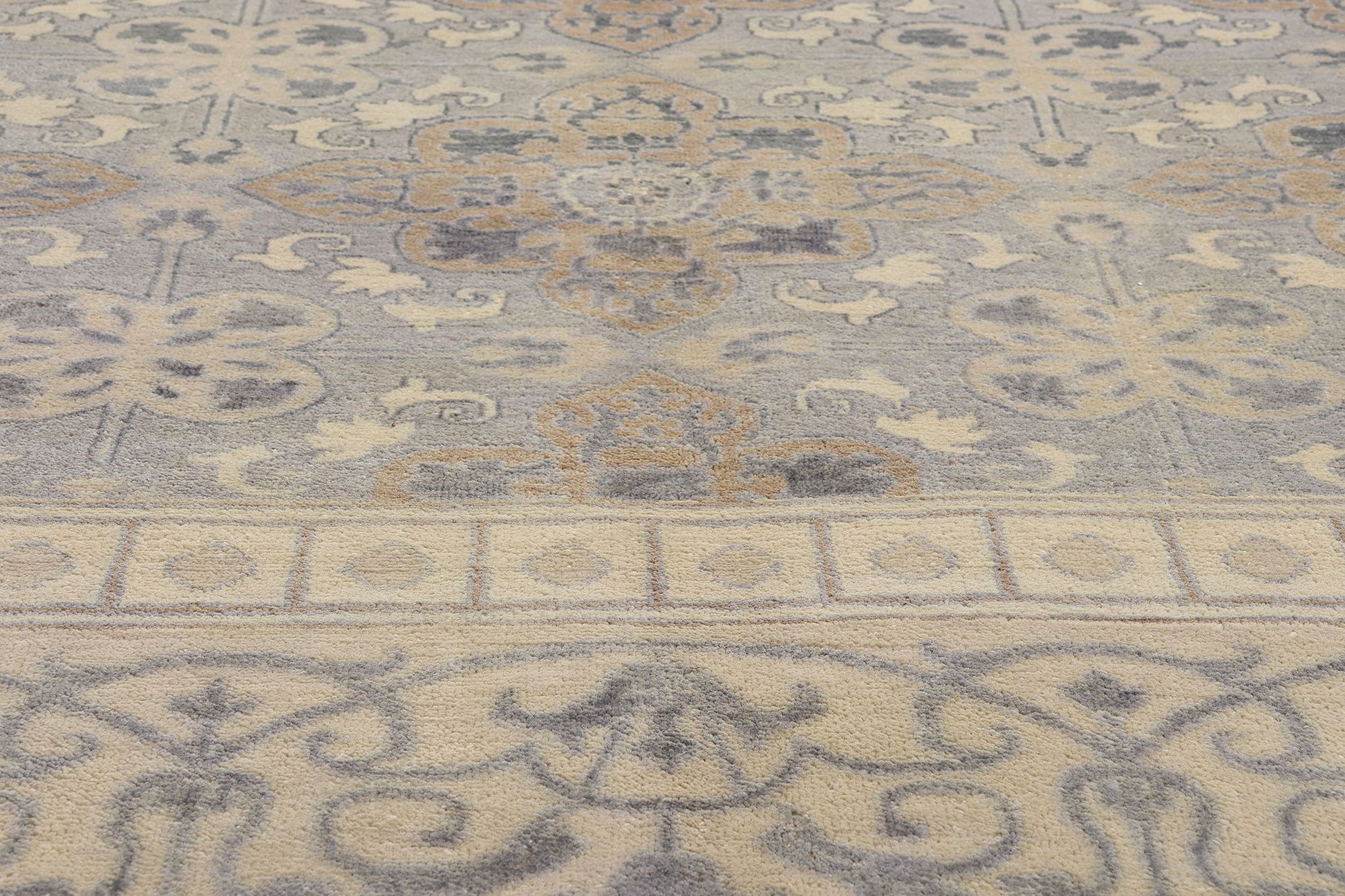 9 x 11 Earth-Tone Modern Indian Khotan Rug 30341