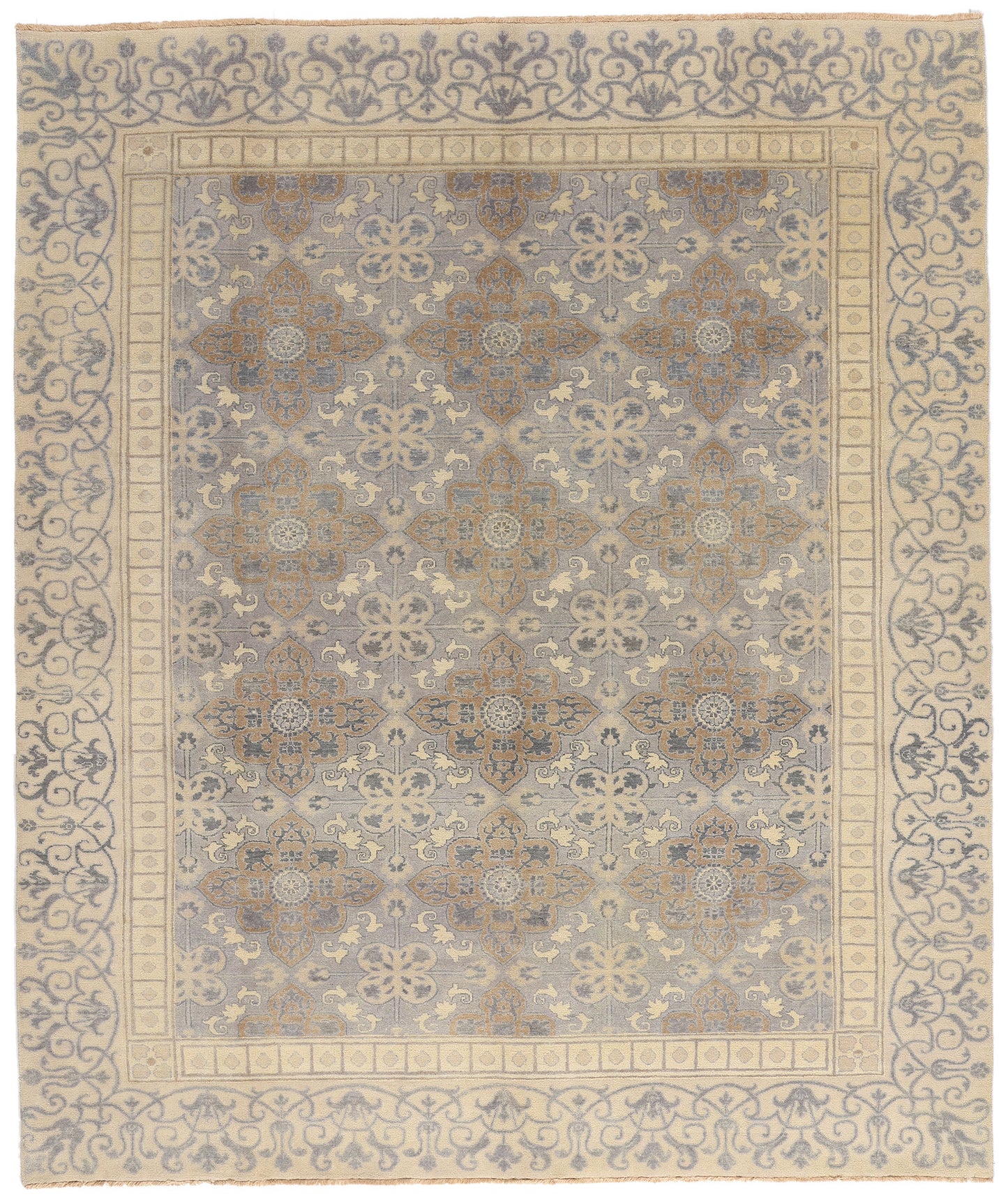9 x 11 Earth-Tone Modern Indian Khotan Rug 30341