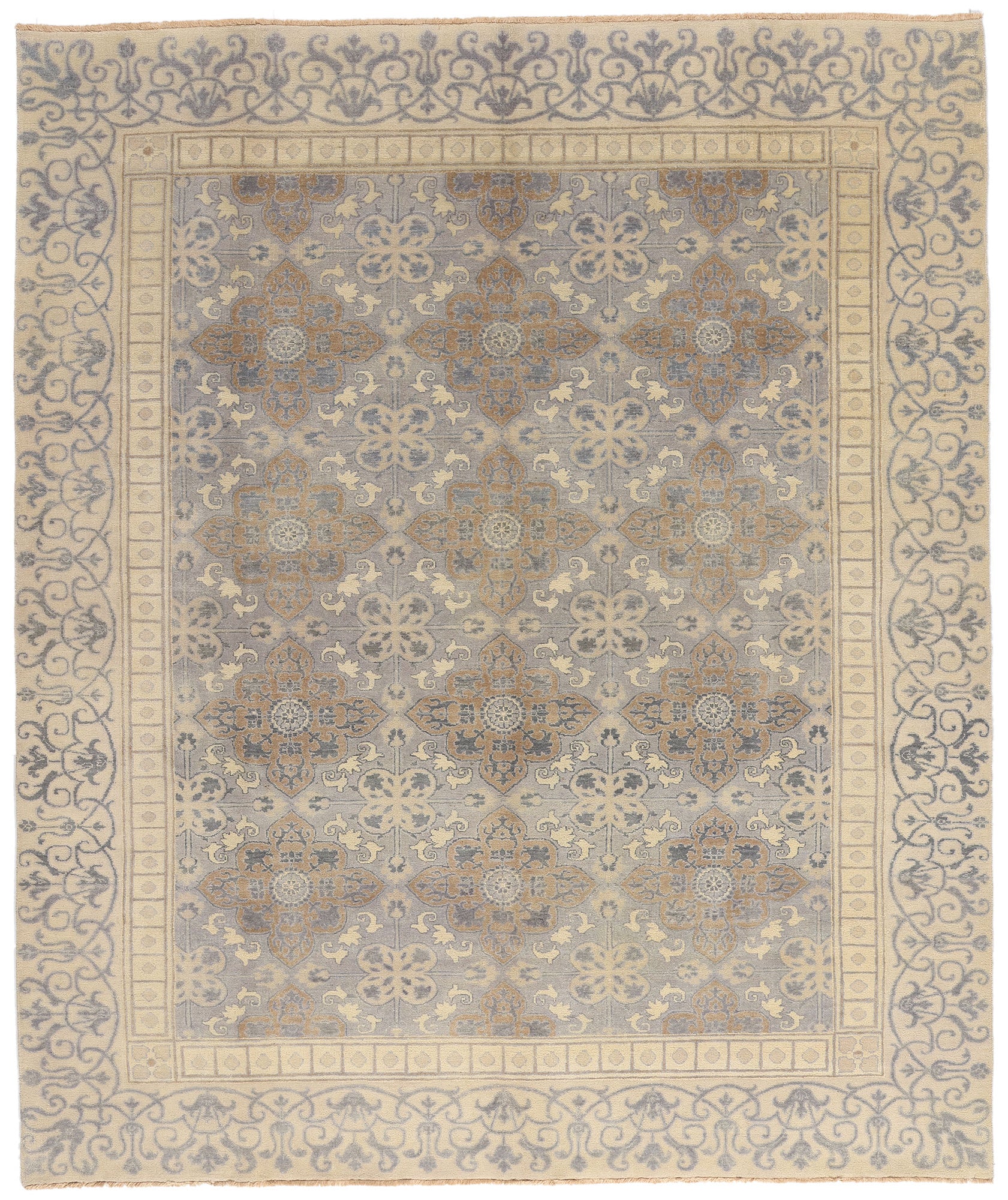 9 x 11 Earth-Tone Modern Indian Khotan Rug 30341