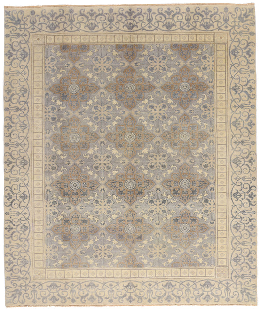 9 x 11 Earth-Tone Modern Indian Khotan Rug 30341