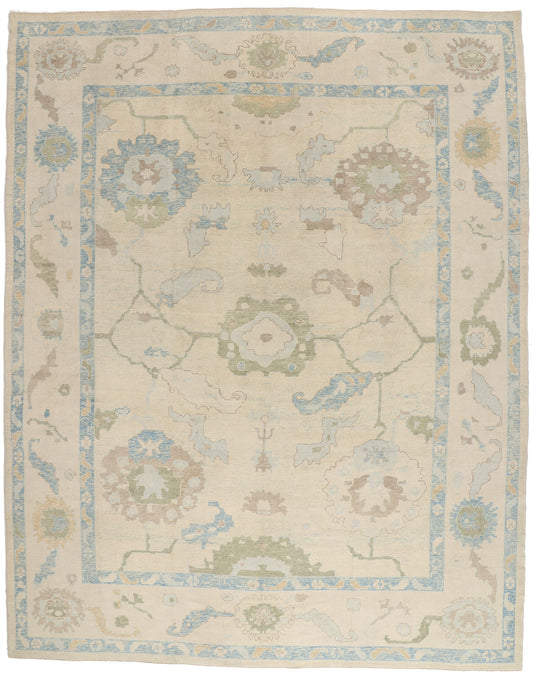 12 x 15 Modern Earth-Tone Turkish Oushak Rug 54030
