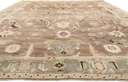 12 x 17 Modern Earth-Tone Turkish Oushak Rug 53998