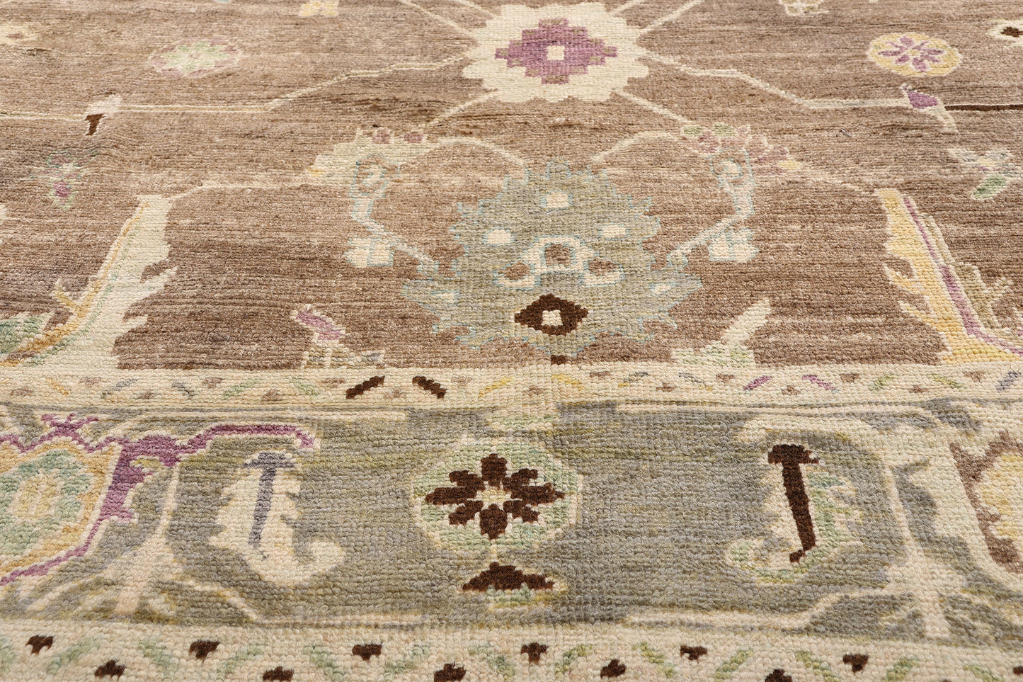 12 x 17 Modern Earth-Tone Turkish Oushak Rug 53998