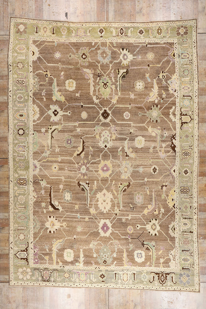 12 x 17 Modern Earth-Tone Turkish Oushak Rug 53998