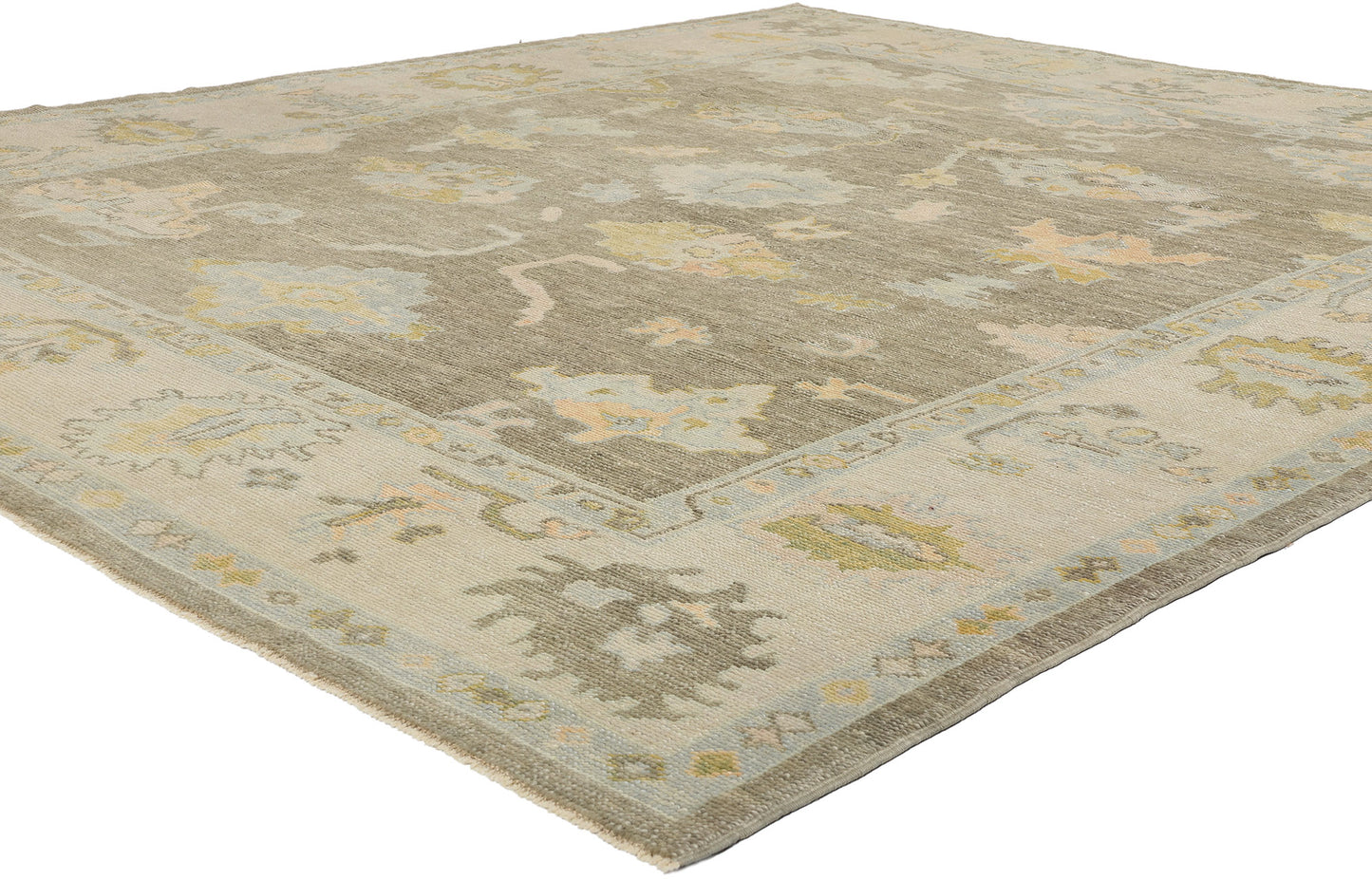 9 x 10 Modern Earth-Tone Turkish Oushak Rug 53954