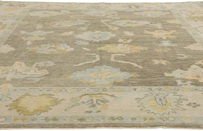9 x 10 Modern Earth-Tone Turkish Oushak Rug 53954