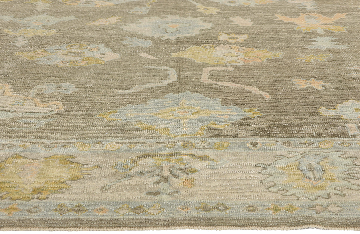 9 x 10 Modern Earth-Tone Turkish Oushak Rug 53954