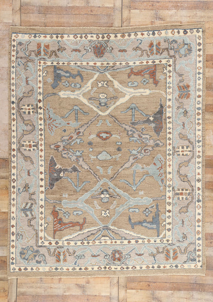 8 x 10 Modern Earth-Tone Oushak Soumak Rug 81148