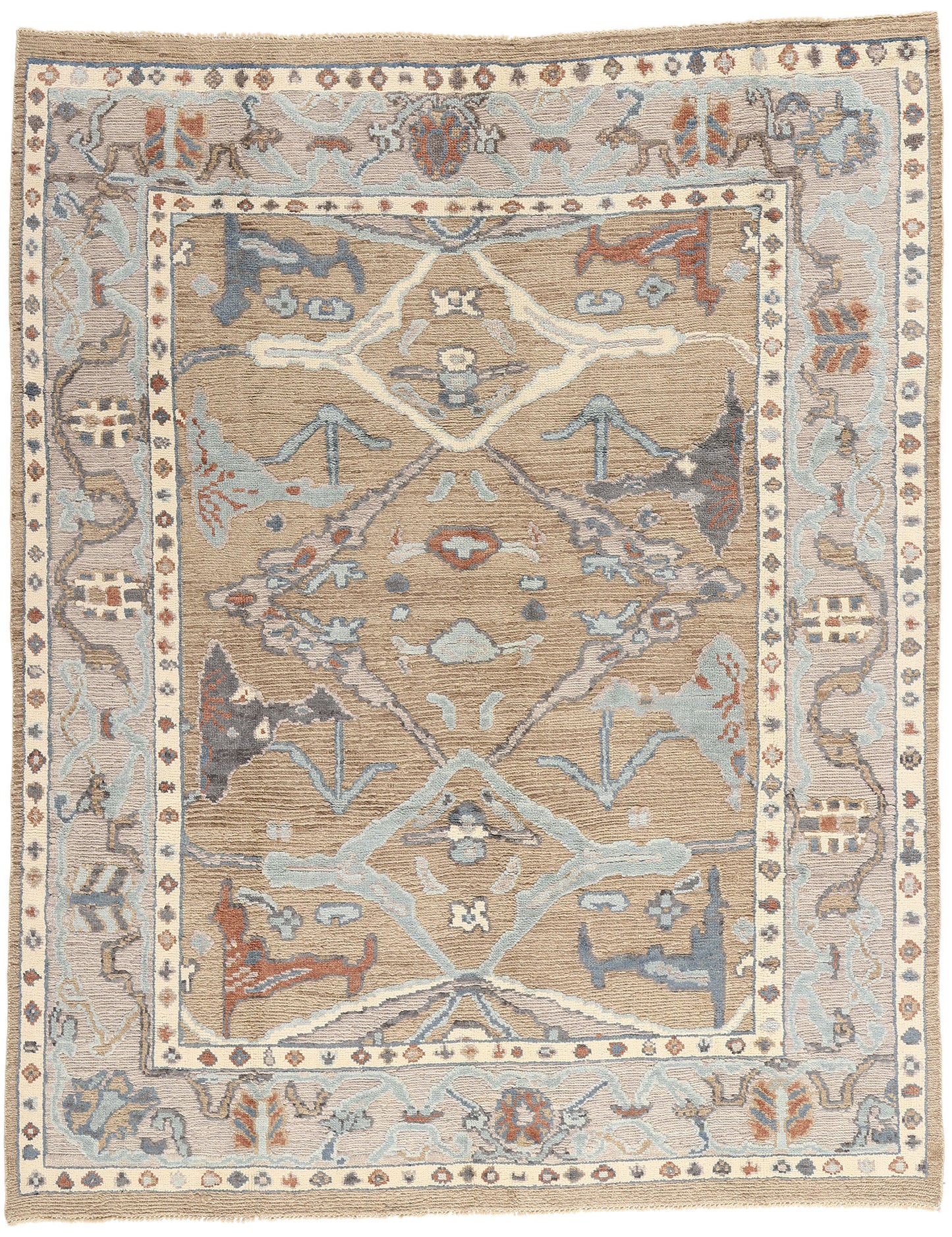 8 x 10 Modern Earth-Tone Oushak Soumak Rug 81148