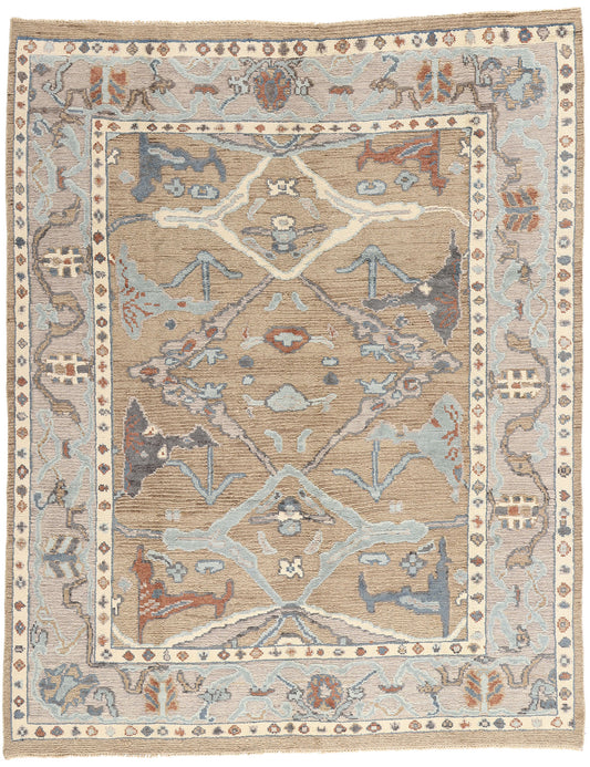 8 x 10 Modern Earth-Tone Oushak Soumak Rug 81148