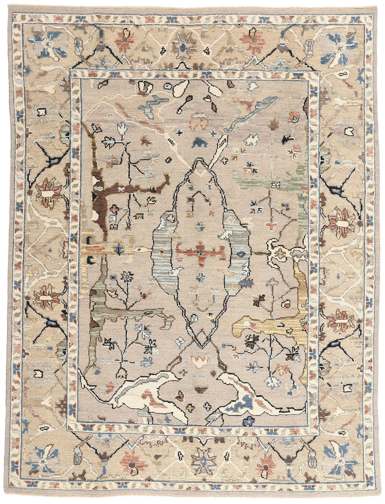 9 x 12 Modern Earth-Tone Oushak Soumak Rug 81153
