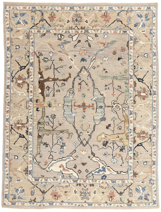 9 x 12 Modern Earth-Tone Oushak Soumak Rug 81153
