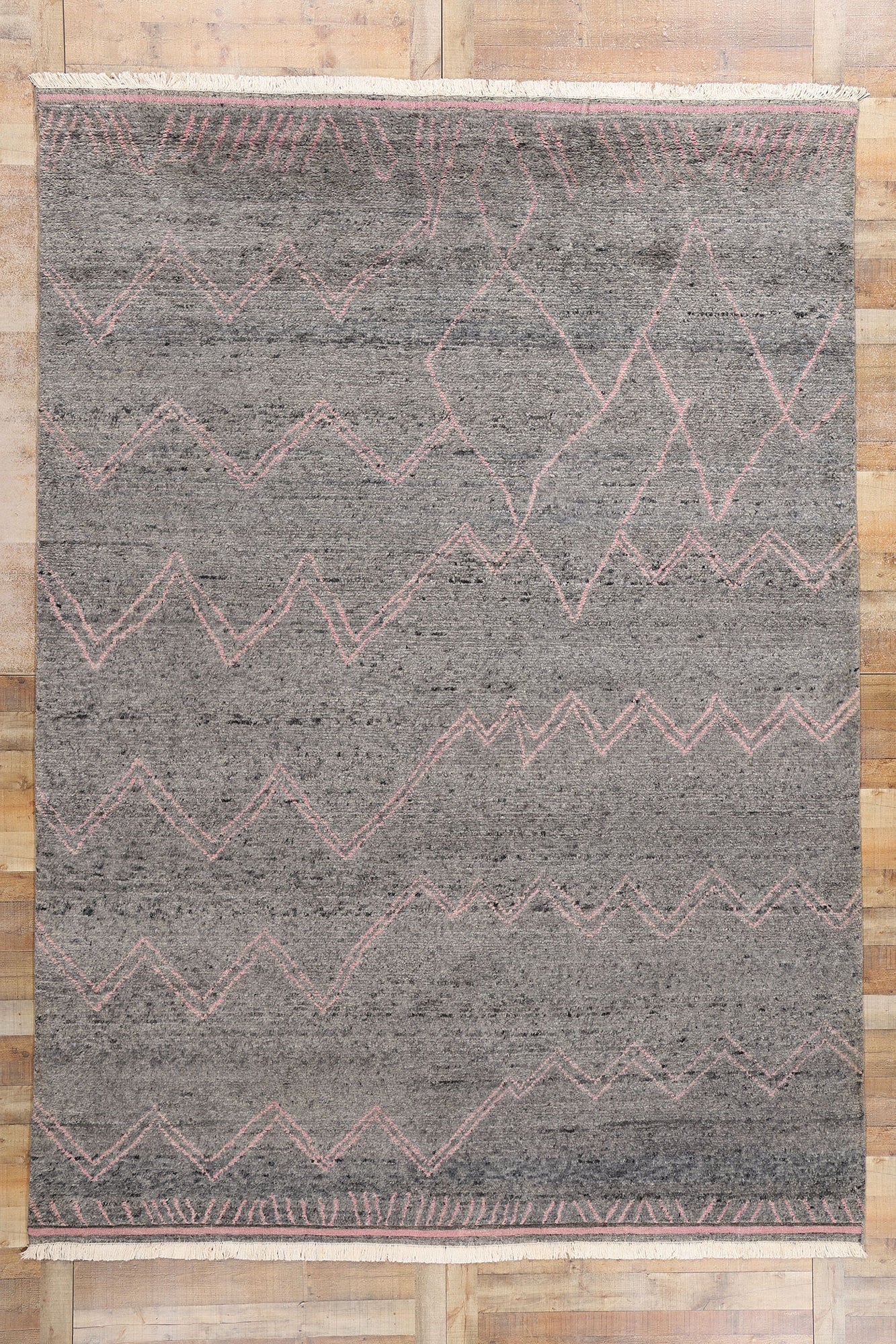 9 x 12 Blushing Midnight Modern Gray Moroccan Rug 31272