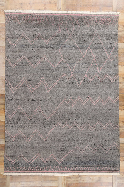 9 x 12 Blushing Midnight Modern Gray Moroccan Rug 31272
