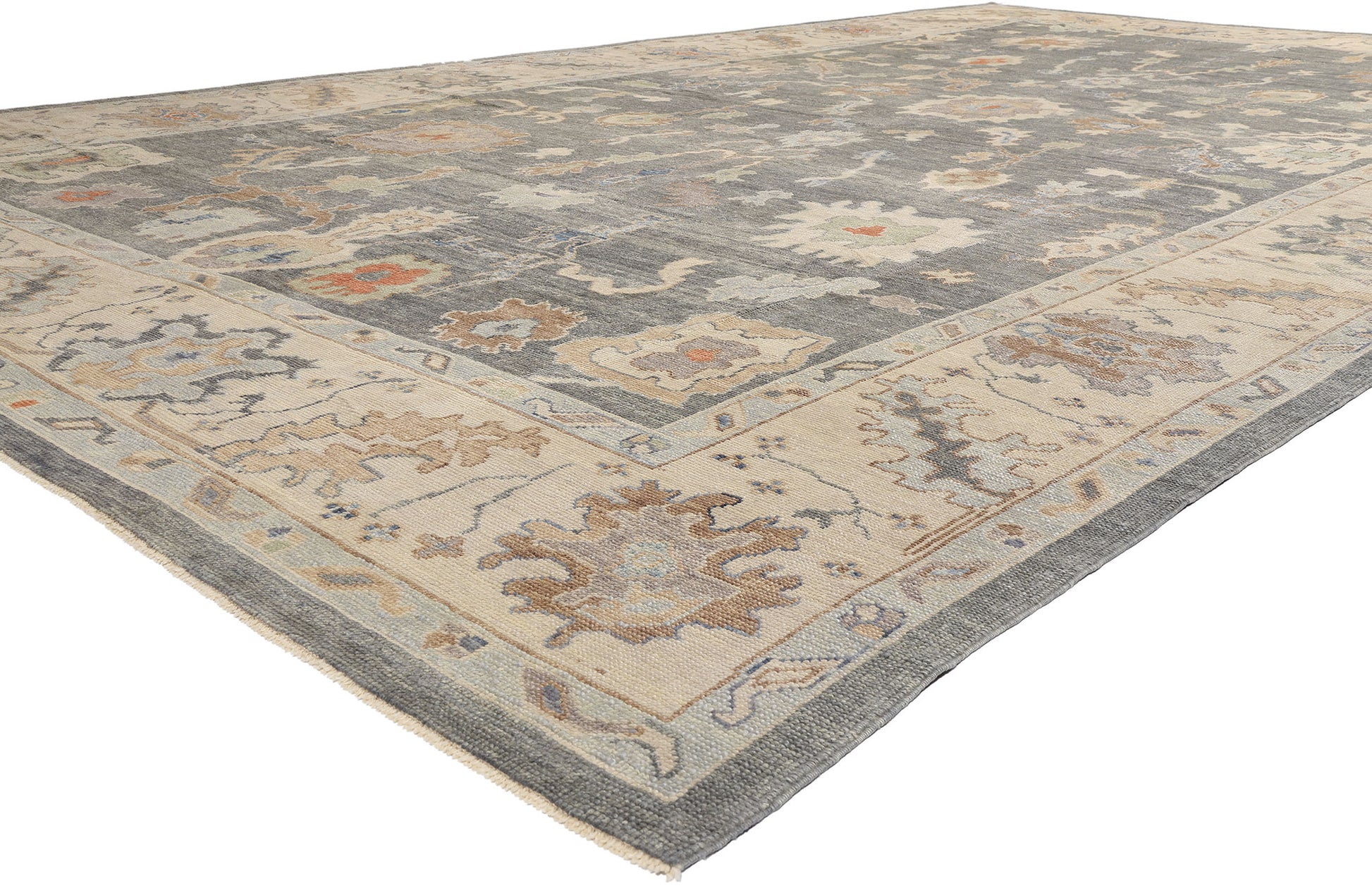 11 x 20 Modern Gray Turkish Oushak Rug 54025