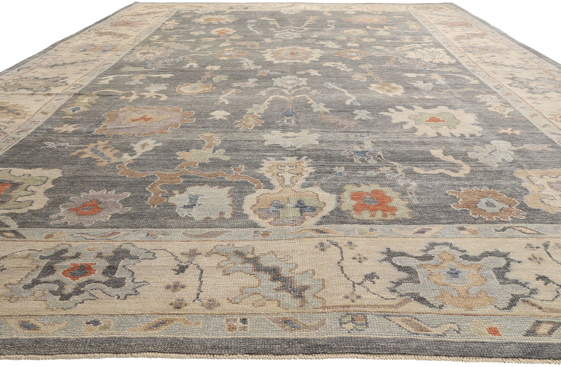 11 x 20 Modern Gray Turkish Oushak Rug 54025