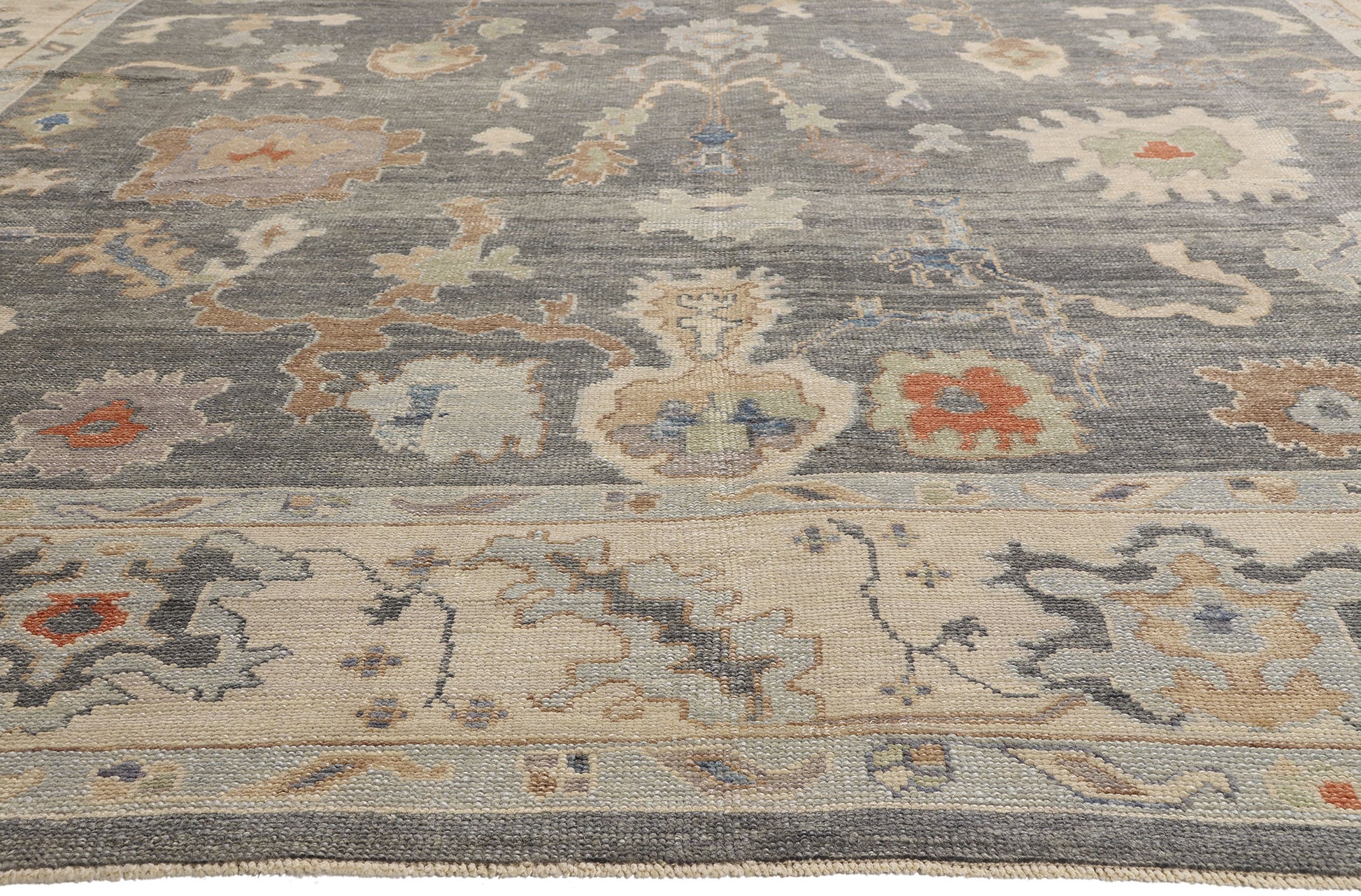 11 x 20 Modern Gray Turkish Oushak Rug 54025