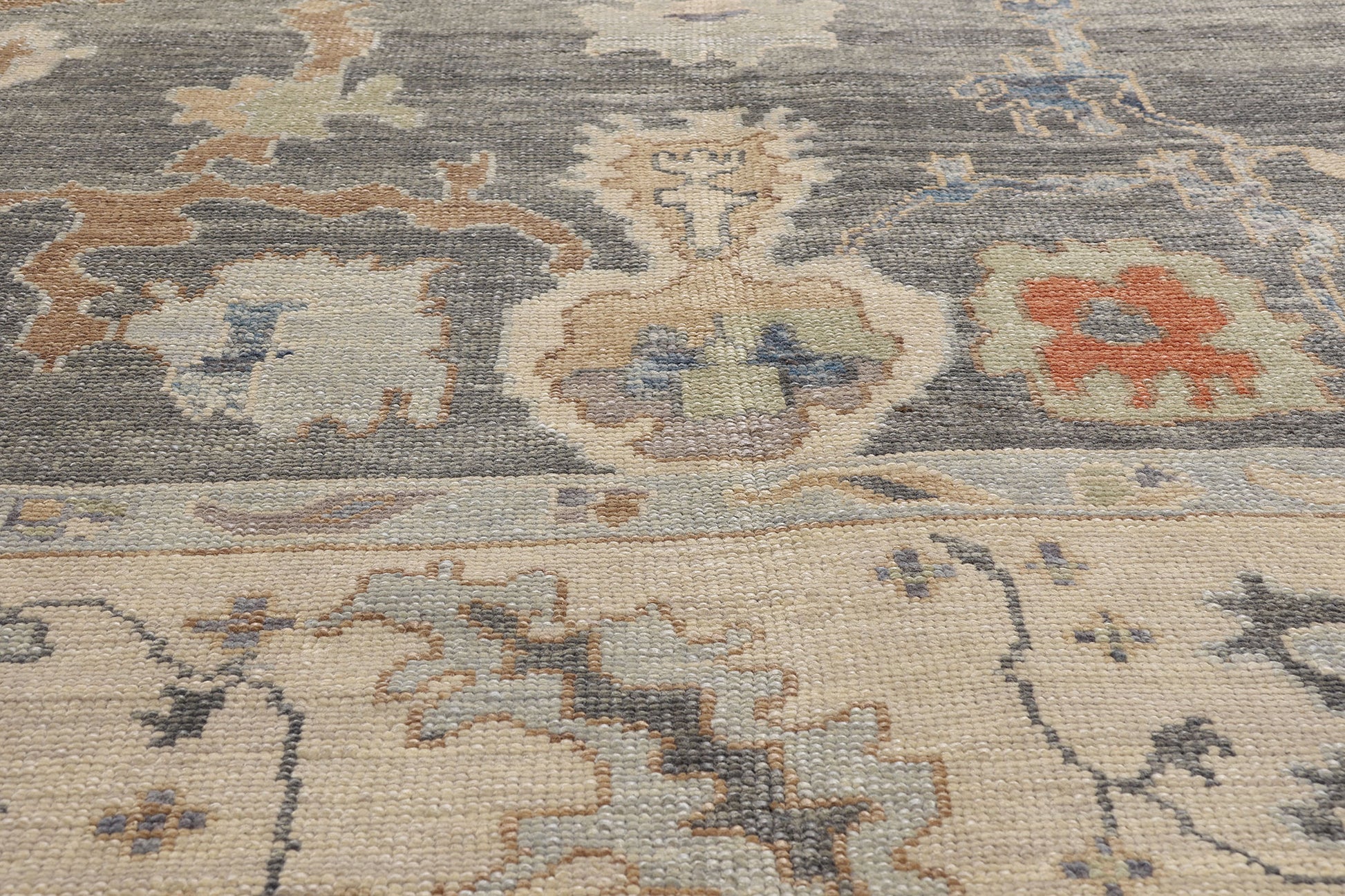 11 x 20 Modern Gray Turkish Oushak Rug 54025