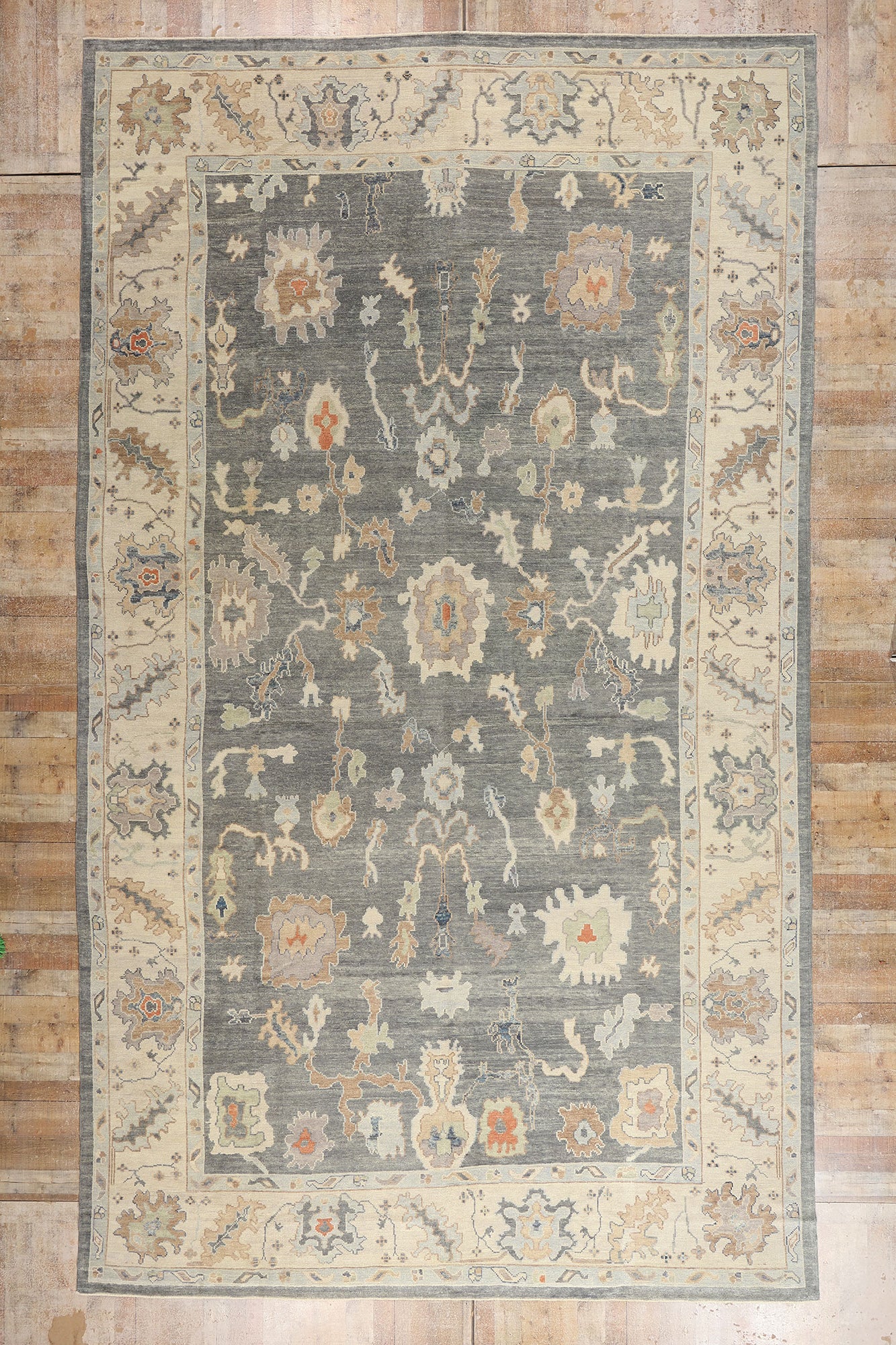 11 x 20 Modern Gray Turkish Oushak Rug 54025