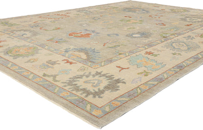 9 x 13 Modern Light Gray Turkish Oushak Rug 53949