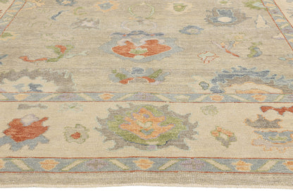 9 x 13 Modern Light Gray Turkish Oushak Rug 53949