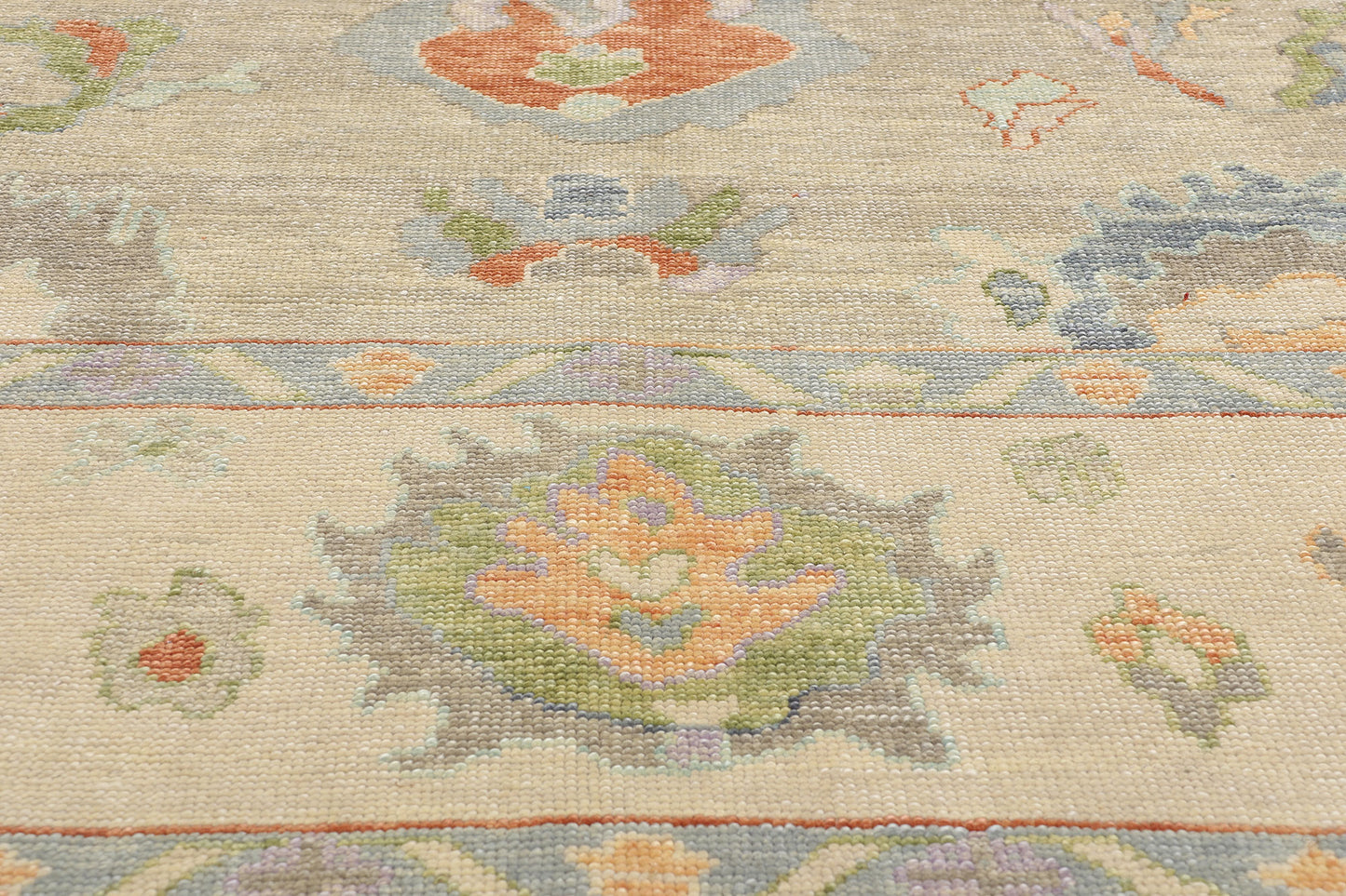 9 x 13 Modern Light Gray Turkish Oushak Rug 53949