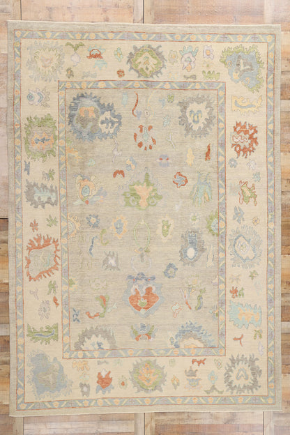 9 x 13 Modern Light Gray Turkish Oushak Rug 53949