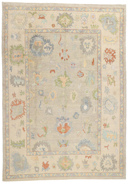 9 x 13 Modern Light Gray Turkish Oushak Rug 53949