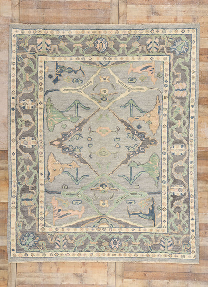 8 x 10 Modern Gray Oushak Soumak Rug 81150