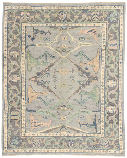 8 x 10 Modern Gray Oushak Soumak Rug 81150