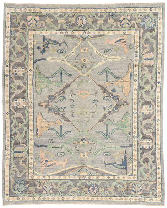 8 x 10 Modern Gray Oushak Soumak Rug 81150