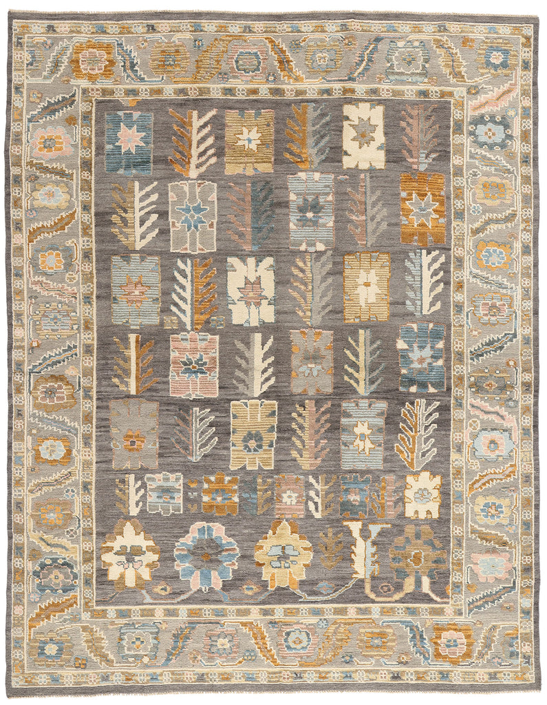 9 x 11 Modern Gray Oushak Soumak Rug 81160
