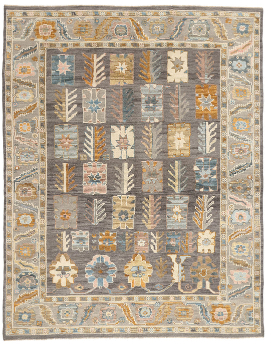 9 x 11 Modern Gray Oushak Soumak Rug 81160