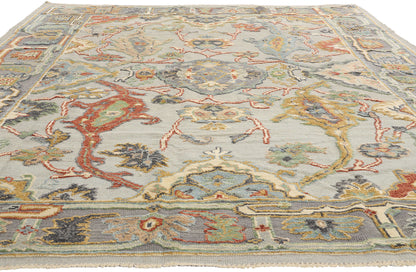 9 x 12 Modern Gray Oushak Soumak Rug 81143