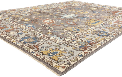 9 x 12 Modern Gray Oushak Soumak Rug 81163