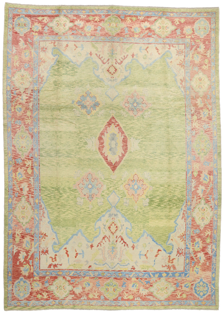 11 x 16 Modern Green Turkish Oushak Rug 53976