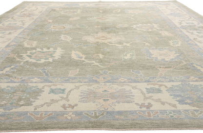 11 x 16 Modern Green Turkish Oushak Rug 53988