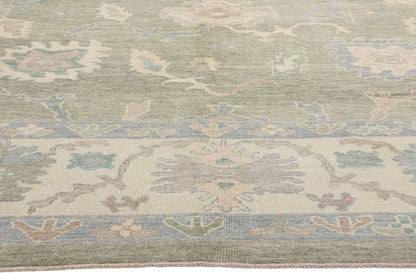 11 x 16 Modern Green Turkish Oushak Rug 53988
