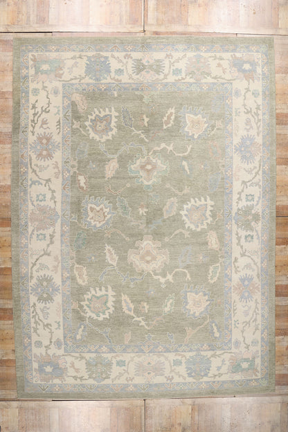 11 x 16 Modern Green Turkish Oushak Rug 53988