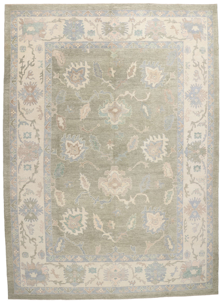 11 x 16 Modern Green Turkish Oushak Rug 53988