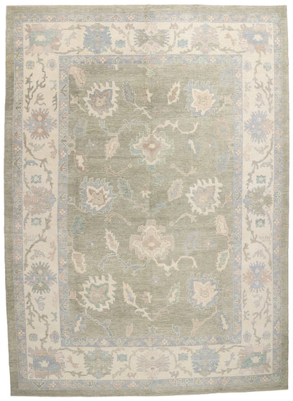 11 x 16 Modern Green Turkish Oushak Rug 53988