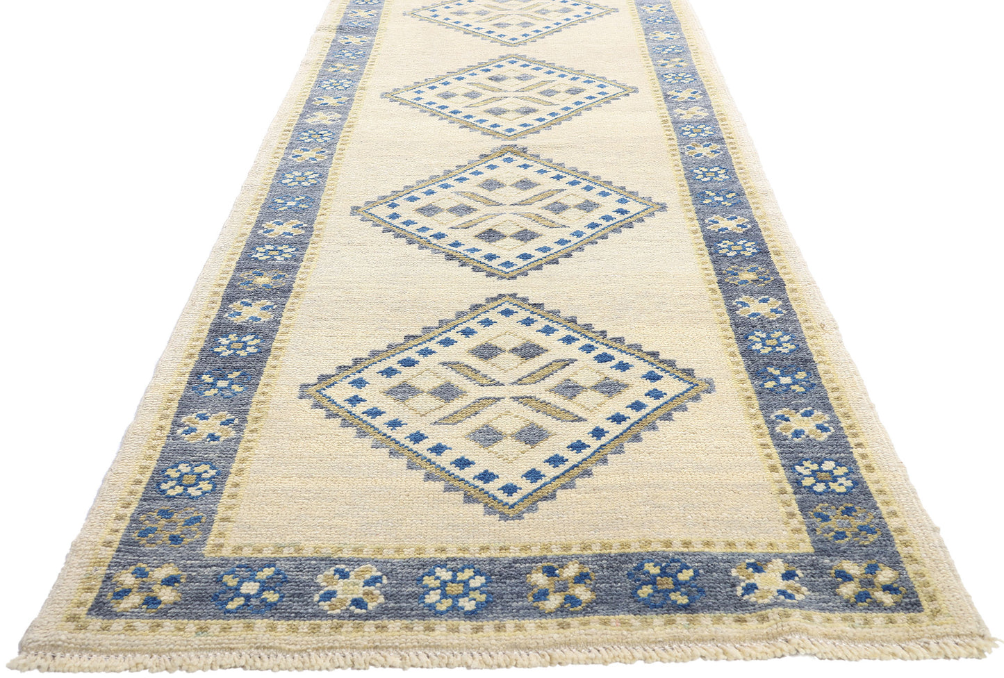 3 x 18 Modern Ivory Turkish Oushak Rug 54017