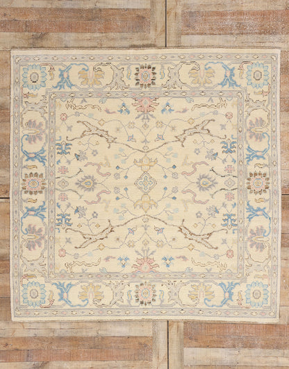 6 x 6 Modern Ivory Oushak Rug 79196