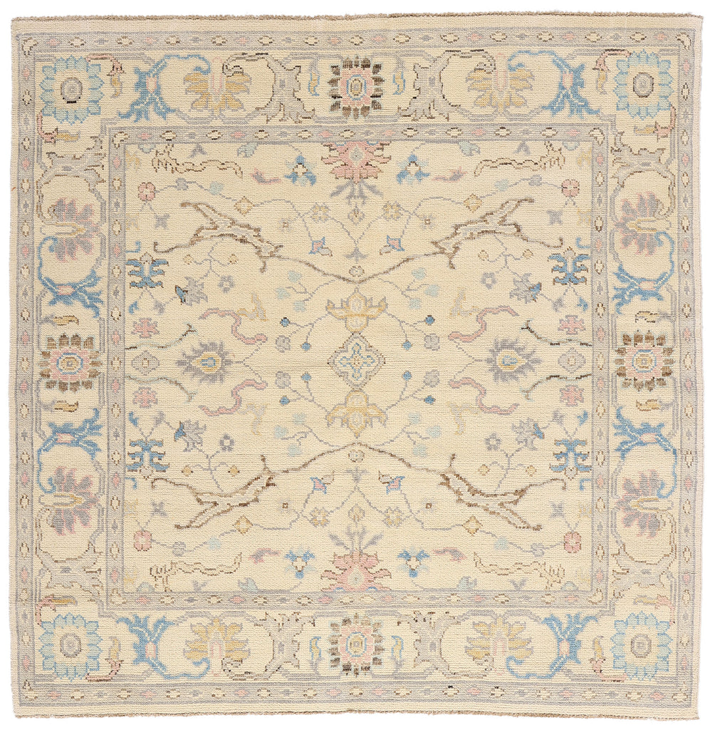 6 x 6 Modern Ivory Oushak Rug 79196