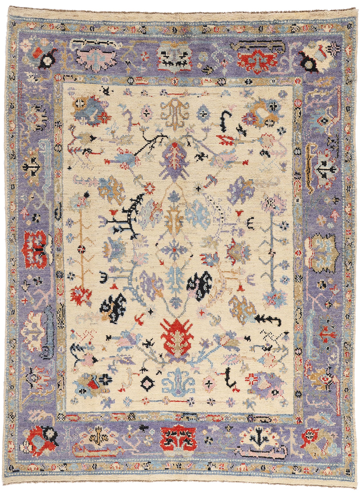 9 x 12 Ivory Modern Oushak Rug 80405