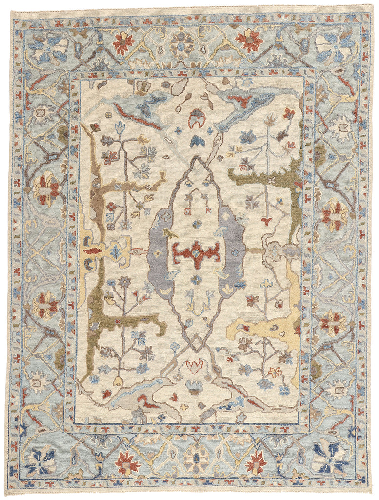 9 x 12 Modern Ivory Oushak Soumak Rug 81168